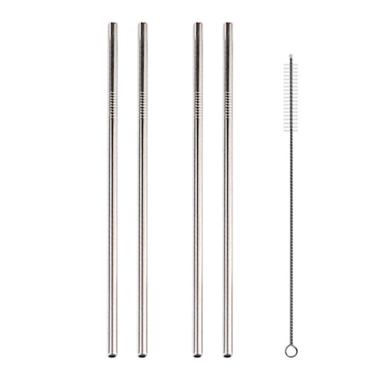 5 PCS Reusable Stainless Steel Straight Drinking Straw + Cleaner Brush Set Kit,  215*8mm