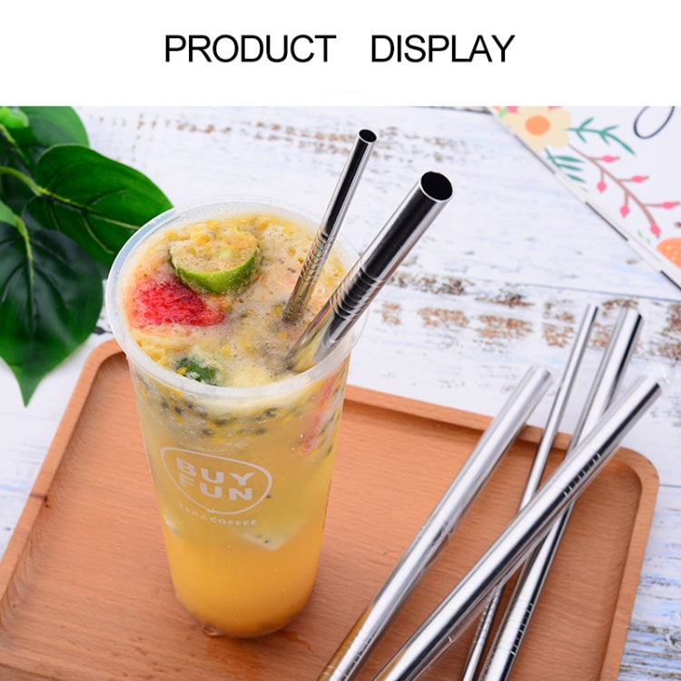 5 PCS Reusable Stainless Steel Straight Drinking Straw + Cleaner Brush Set Kit,  215*8mm