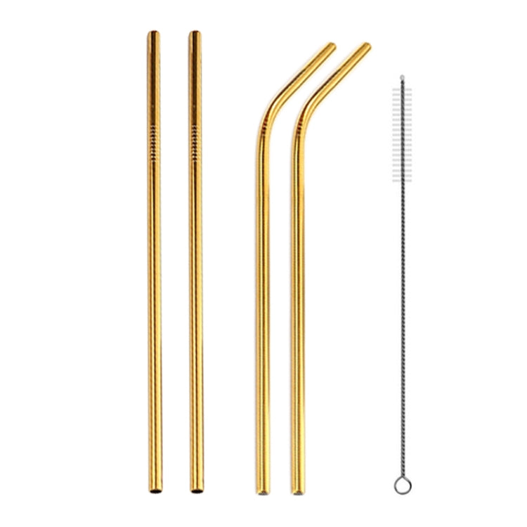 4 PCS Reusable Stainless Steel Drinking Straw + Cleaner Brush Set Kit,  215*8mm