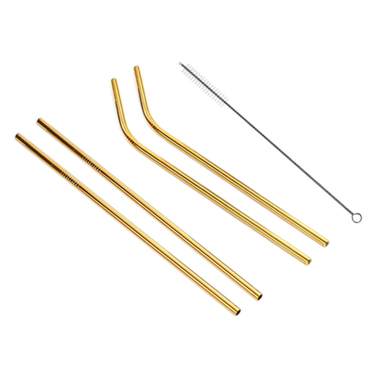4 PCS Reusable Stainless Steel Drinking Straw + Cleaner Brush Set Kit,  215*8mm