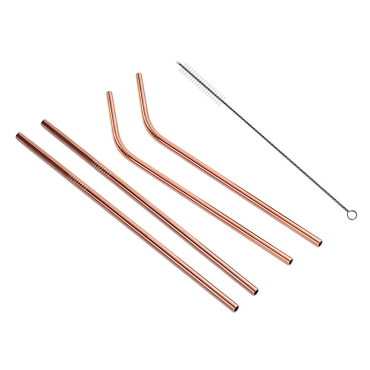 4 PCS Reusable Stainless Steel Drinking Straw + Cleaner Brush Set Kit,  215*8mm