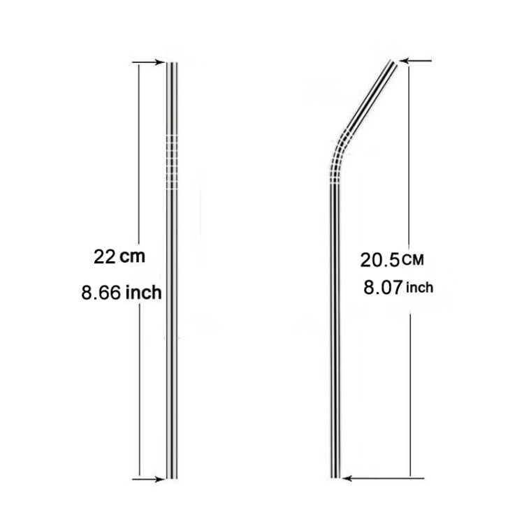 4 PCS Reusable Stainless Steel Drinking Straw + Cleaner Brush Set Kit,  215*8mm
