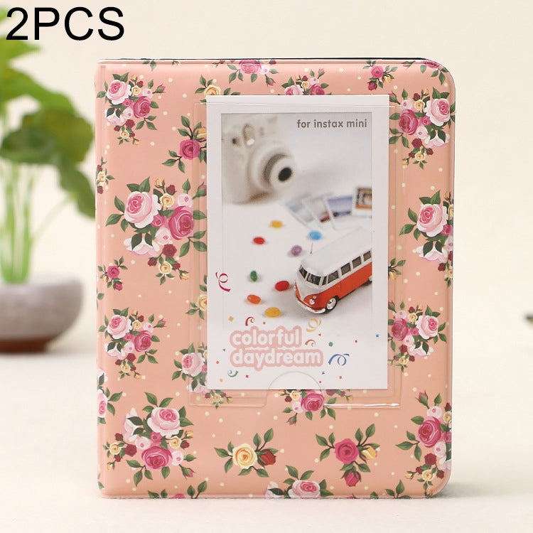 2 PCS 3 inch DIY Creativity Insert Type Floral Pattern Mini Exquisite Photo Album