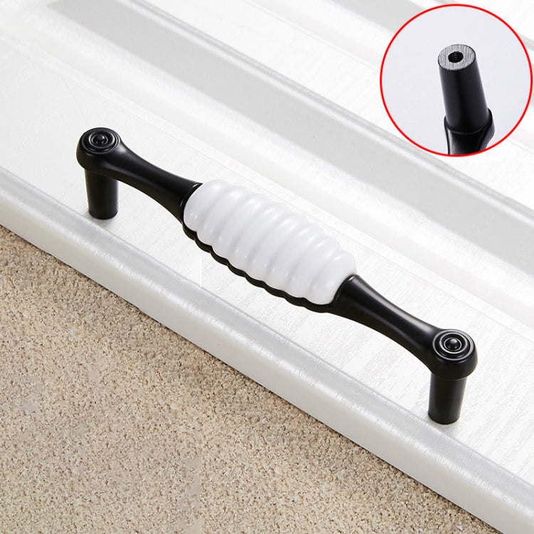 2 PCS 5002_128 Black and White Ceramic Closet Cabinet Handle Pitch: 128mm