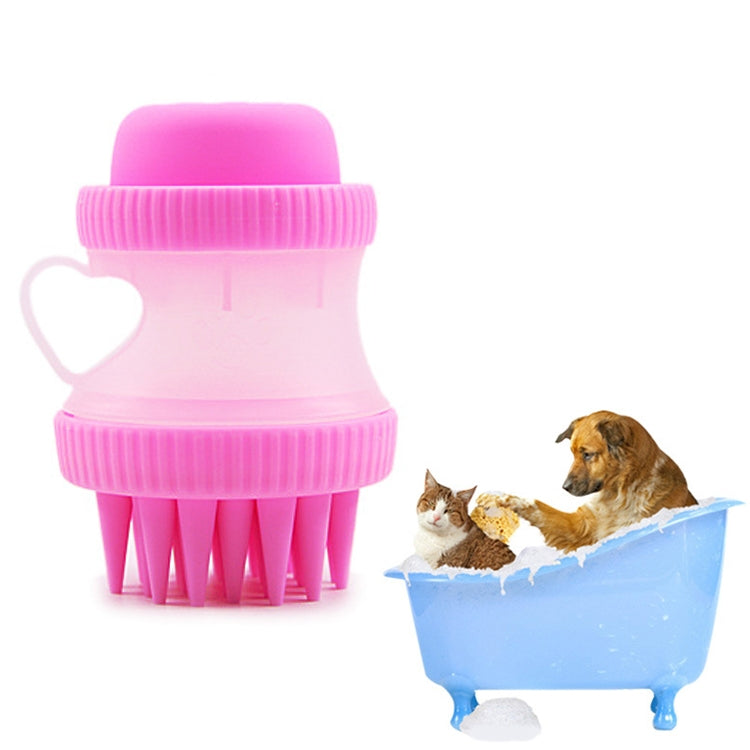 Multi-function PP + Silicone Pet Bath Massage Brush with Bath Foam Storage, Size: 8*11cm