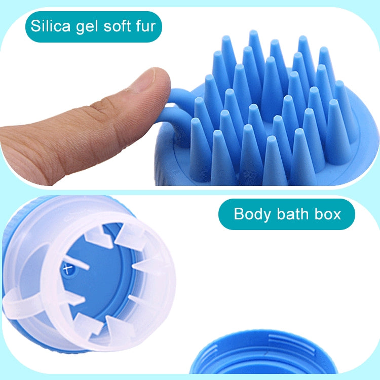 Multi-function PP + Silicone Pet Bath Massage Brush with Bath Foam Storage, Size: 8*11cm