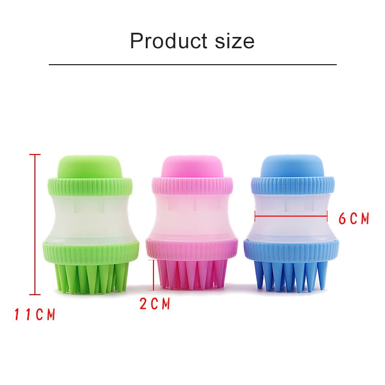 Multi-function PP + Silicone Pet Bath Massage Brush with Bath Foam Storage, Size: 8*11cm