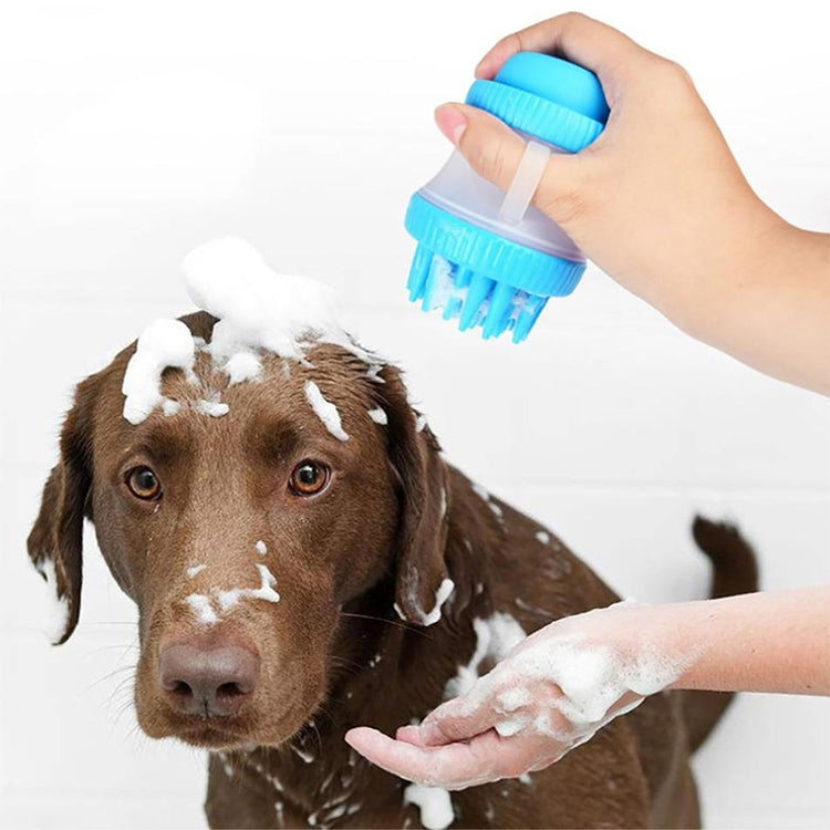 Multi-function PP + Silicone Pet Bath Massage Brush with Bath Foam Storage, Size: 8*11cm