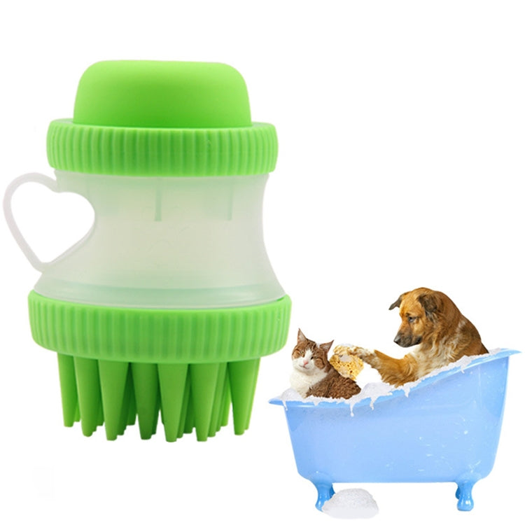 Multi-function PP + Silicone Pet Bath Massage Brush with Bath Foam Storage, Size: 8*11cm
