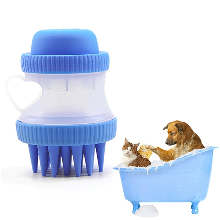 Multi-function PP + Silicone Pet Bath Massage Brush with Bath Foam Storage, Size: 8*11cm