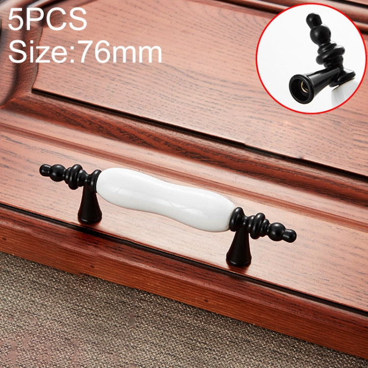 5 PCS 5010_76 Black and White Ceramic Closet Cabinet Handle Pitch: 76mm