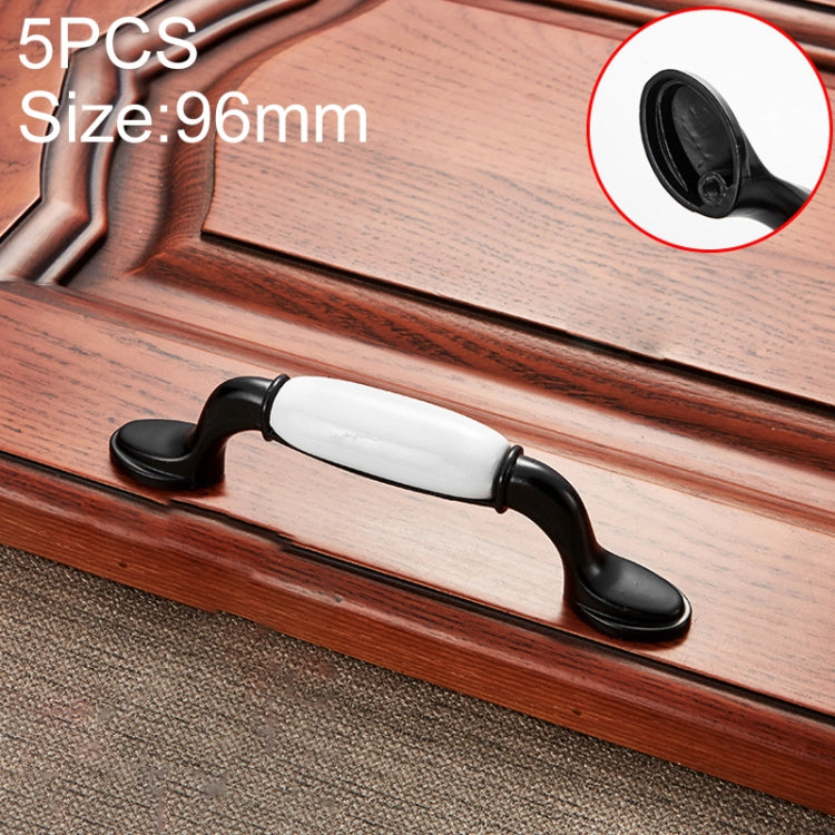 5 PCS 5012B_96 Black and White Ceramic Closet Cabinet Handle Pitch: 96mm