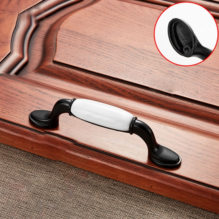5 PCS 5012B_96 Black and White Ceramic Closet Cabinet Handle Pitch: 96mm