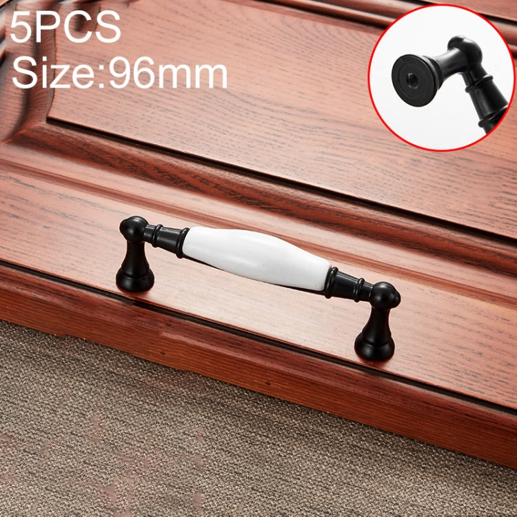 5 PCS 5027_96 Black and White Ceramic Closet Cabinet Handle Pitch: 96mm