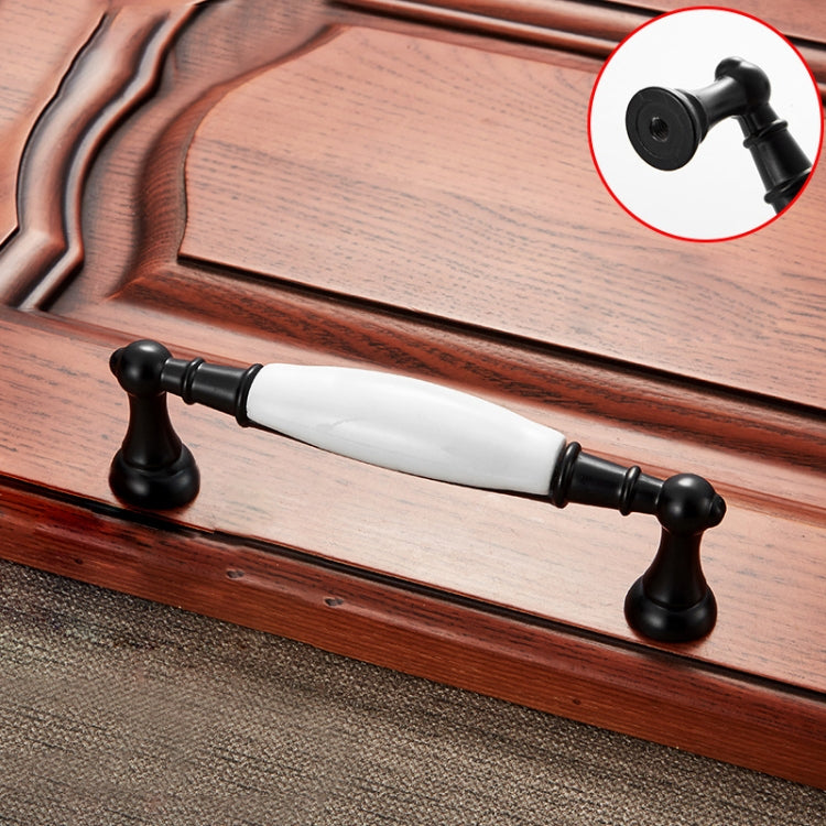 2 PCS 5027_128 Black and White Ceramic Closet Cabinet Handle Pitch: 128mm