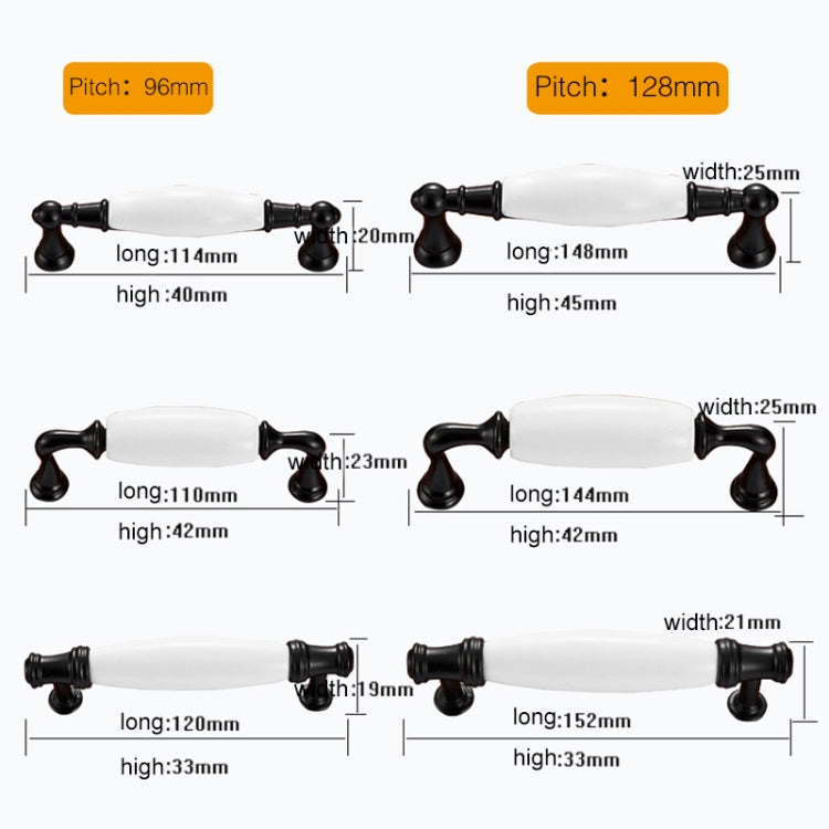 2 PCS 5027_128 Black and White Ceramic Closet Cabinet Handle Pitch: 128mm