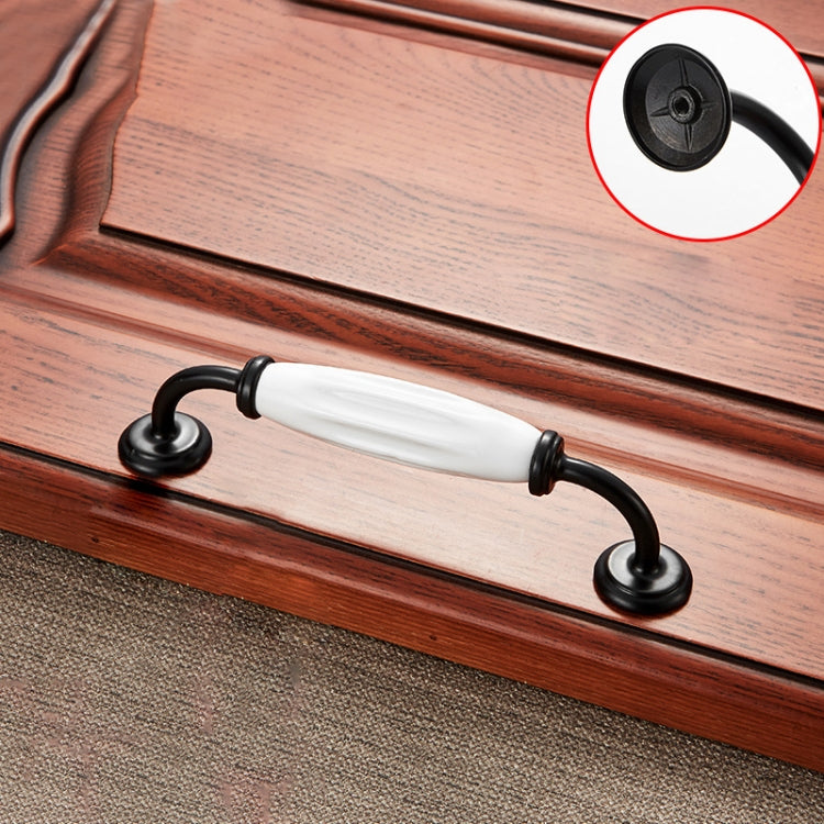 5 PCS 5030_128 Black and White Ceramic Closet Cabinet Handle Pitch: 128mm