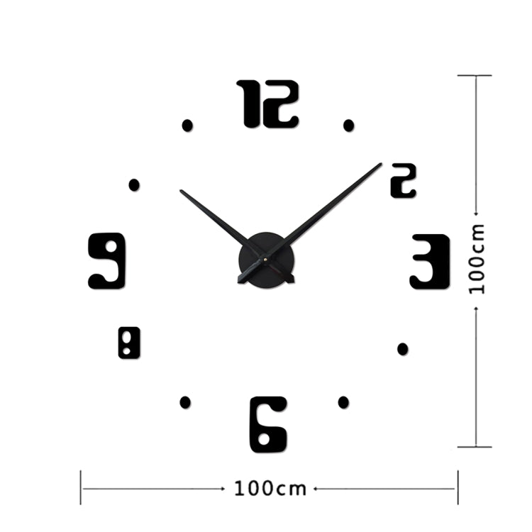 Bedroom Home Decor Frameless Large Number 3D Mirror DIY Wall Sticker Mute Clock, Size: 100*100cm