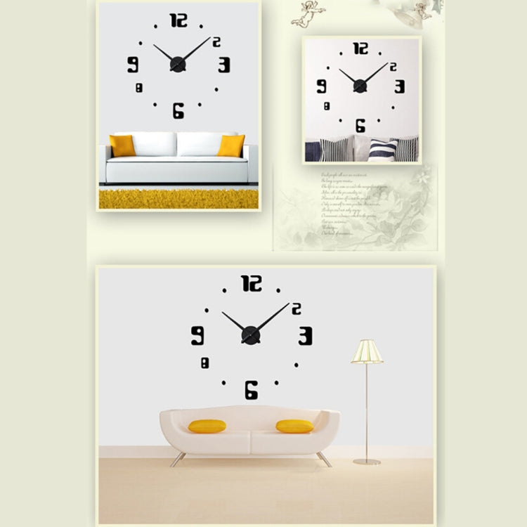 Bedroom Home Decor Frameless Large Number 3D Mirror DIY Wall Sticker Mute Clock, Size: 100*100cm