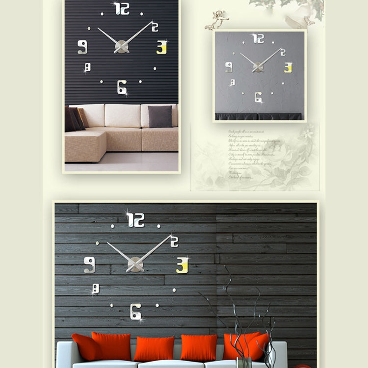 Bedroom Home Decor Frameless Large Number 3D Mirror DIY Wall Sticker Mute Clock, Size: 100*100cm