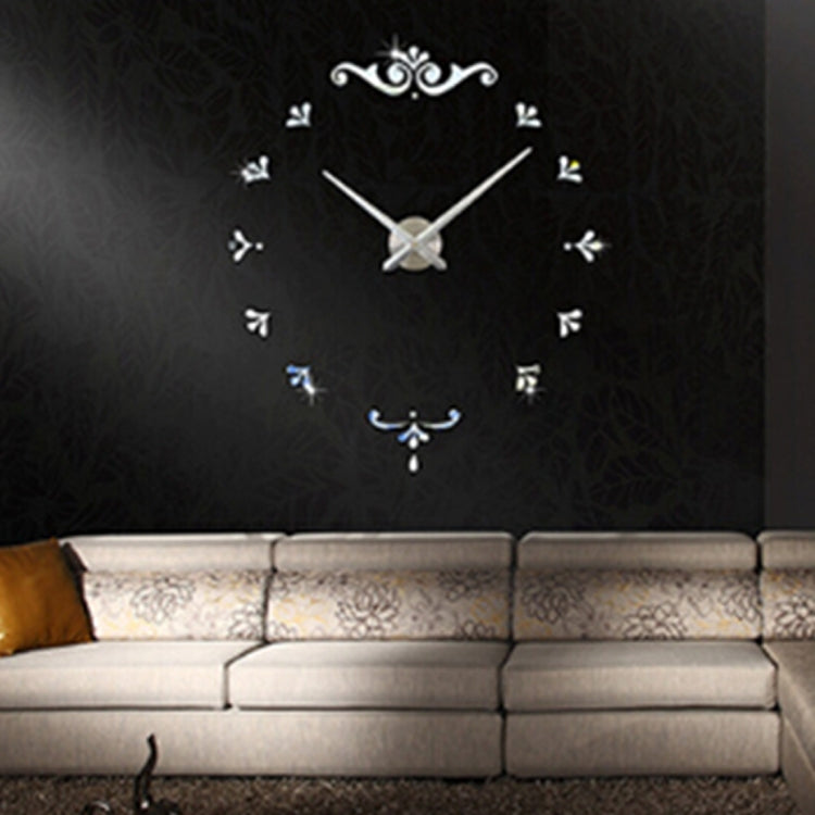 Bedroom Home Battery Operated Frameless Large 3D Mirror DIY Wall Sticker Mute Clock, Size: 100*100cm(Silver)