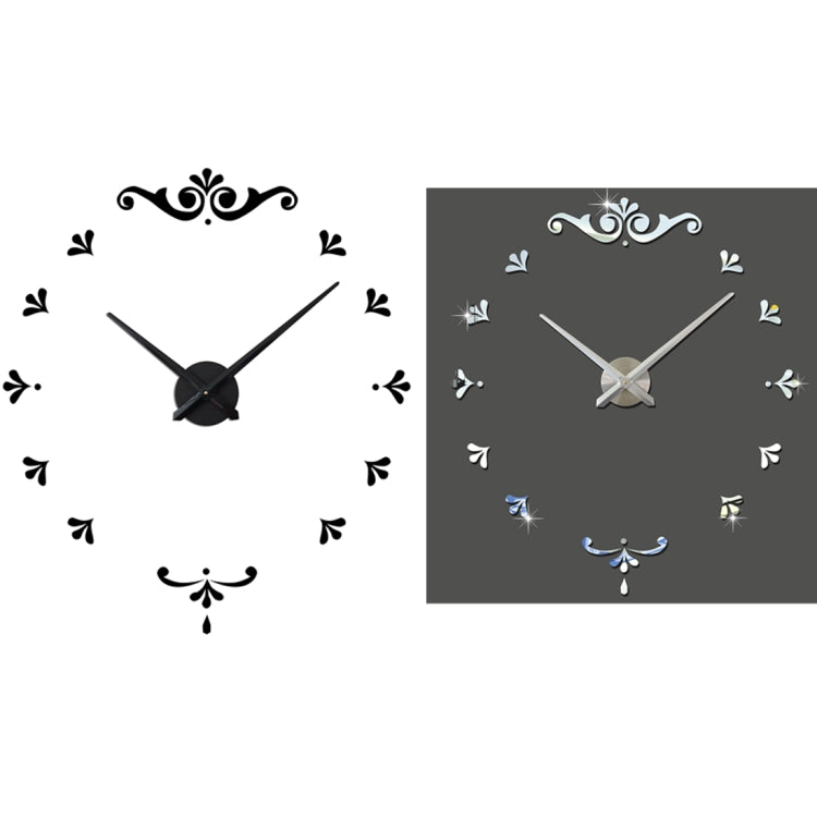 Bedroom Home Battery Operated Frameless Large 3D Mirror DIY Wall Sticker Mute Clock, Size: 100*100cm(Silver)