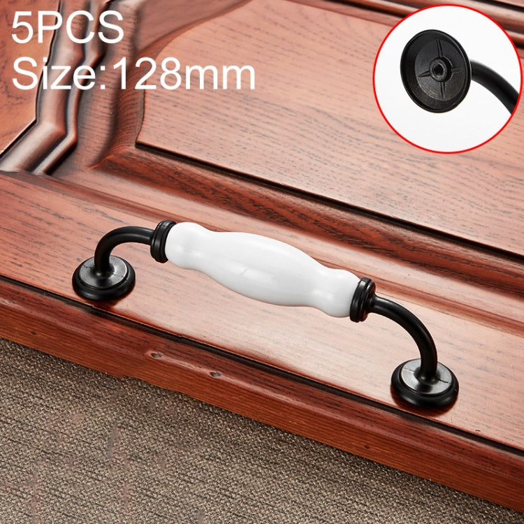 5 PCS 5031_128 Black and White Ceramic Closet Cabinet Handle Pitch: 128mm