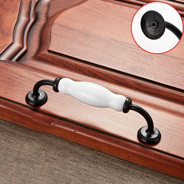 5 PCS 5031_128 Black and White Ceramic Closet Cabinet Handle Pitch: 128mm