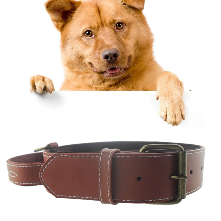 Leather Pet Dog Collar Pet Products for Big Pet, Size: 4.5*58.5cm(Coffee)