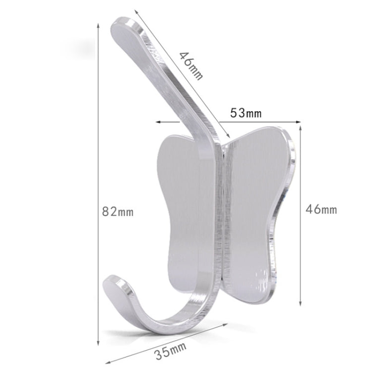 Stainless Steel Butterfly Shape Sticky Clothes Hook Bathroom Non-perforated Storage Rack