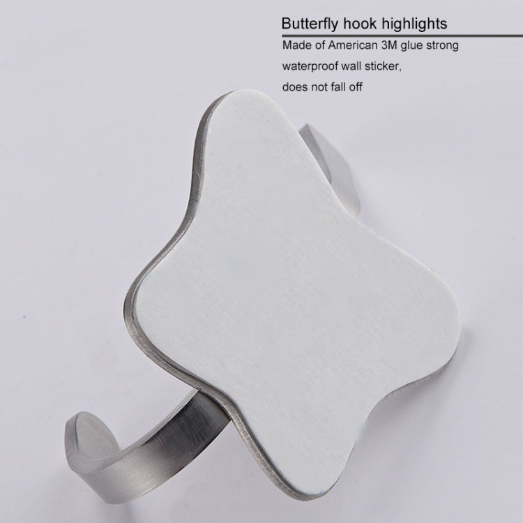 Stainless Steel Butterfly Shape Sticky Clothes Hook Bathroom Non-perforated Storage Rack