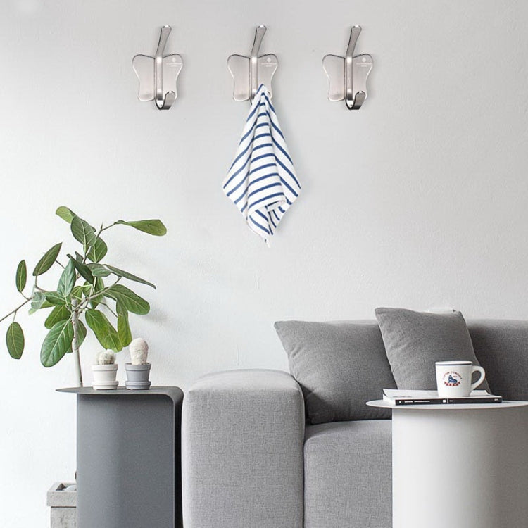 Stainless Steel Butterfly Shape Sticky Clothes Hook Bathroom Non-perforated Storage Rack
