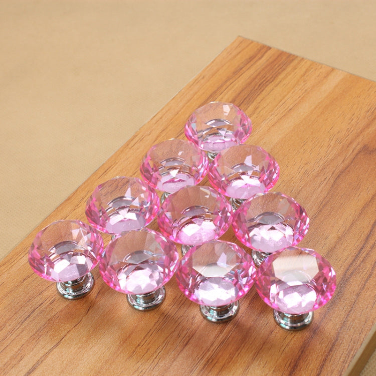 10 PCS 30mm K9 Clear Crystal Glass Chromium-plated One-hole Drawer Handle