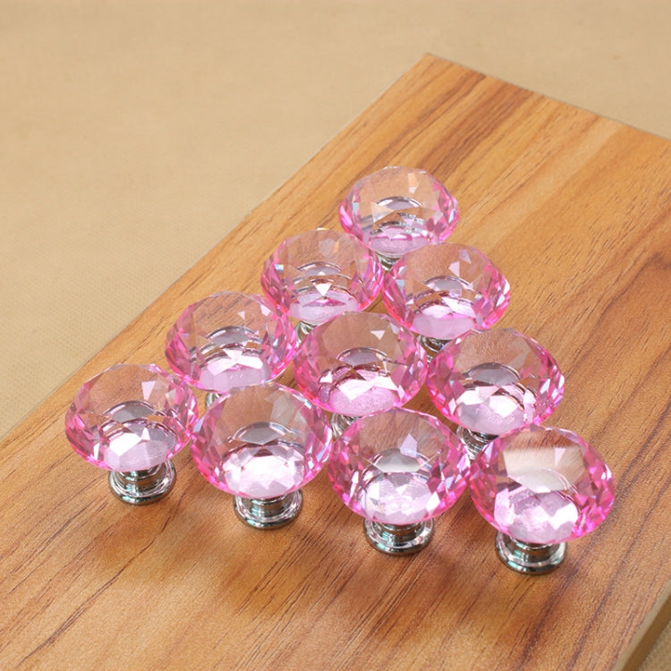 10 PCS 30mm K9 Clear Crystal Glass Chromium-plated One-hole Drawer Handle