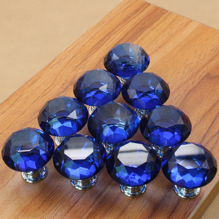 10 PCS 30mm K9 Clear Crystal Glass Chromium-plated One-hole Drawer Handle