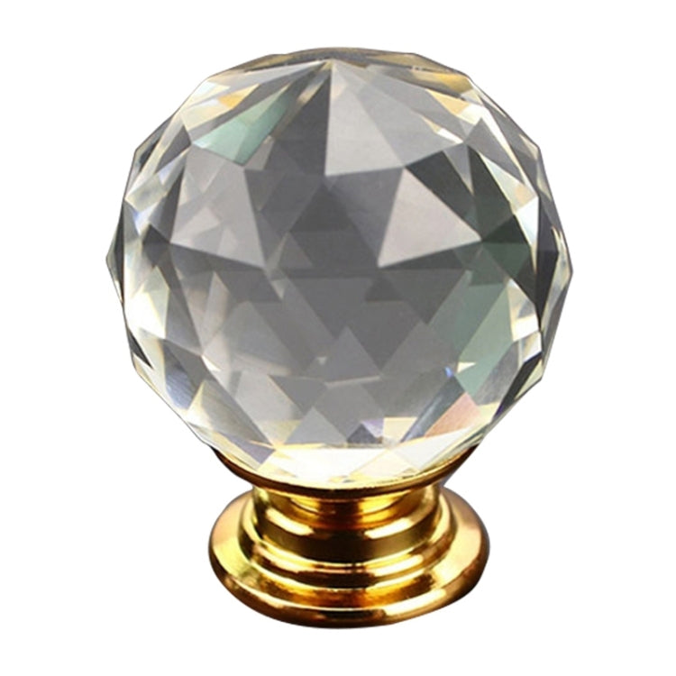 10 PCS 30mm K9 Plated Transparent Glass Crystal Spherical Single Hole Drawer Handle