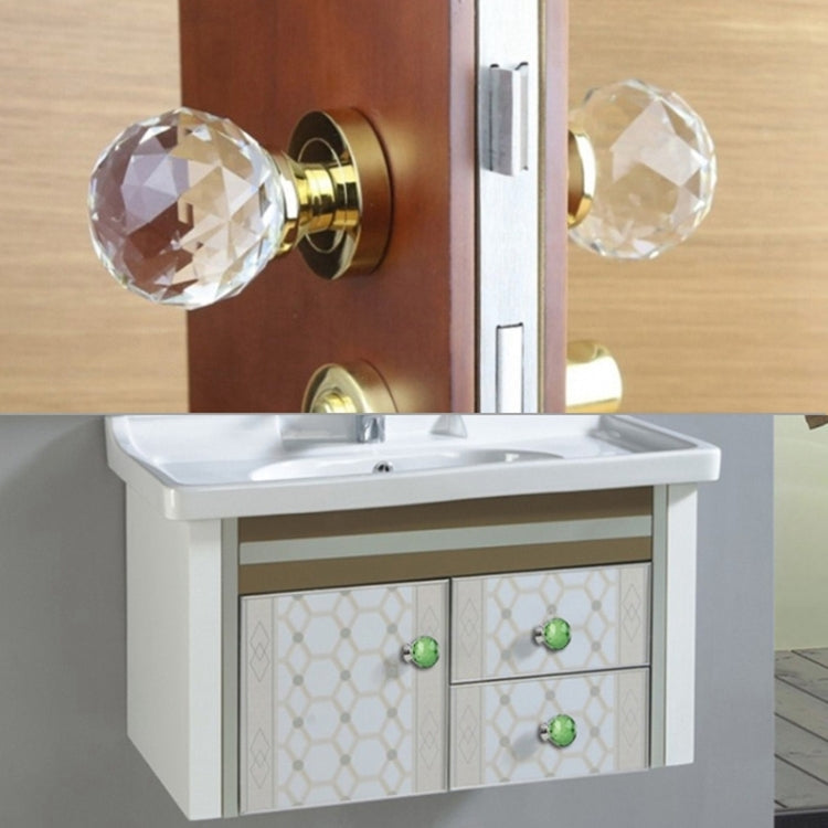 10 PCS 30mm K9 Plated Transparent Glass Crystal Spherical Single Hole Drawer Handle