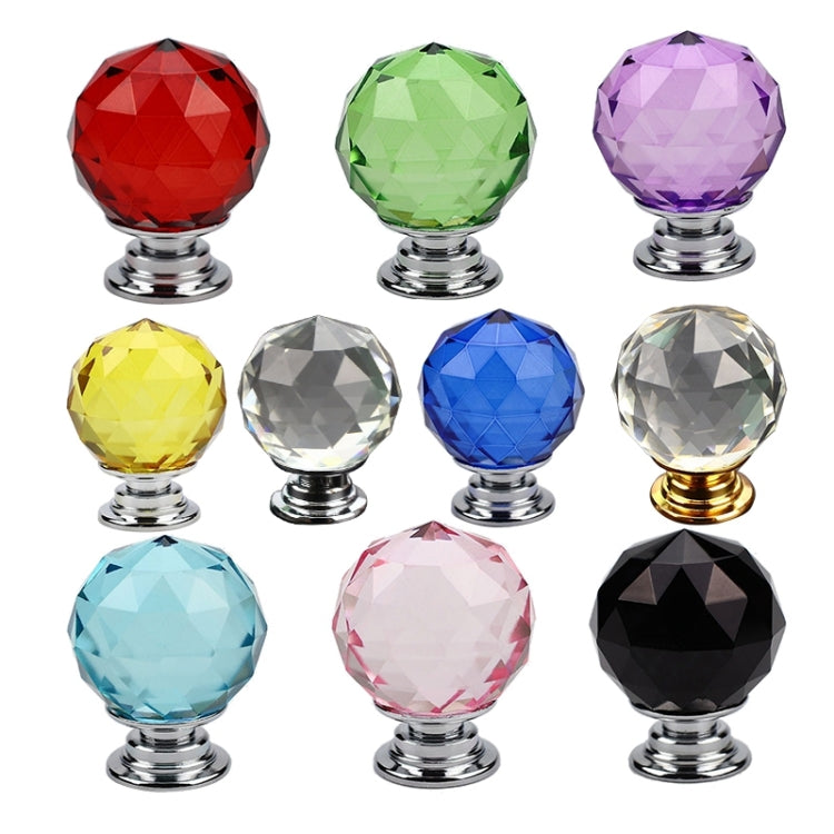 10 PCS 30mm K9 Plated Transparent Glass Crystal Spherical Single Hole Drawer Handle