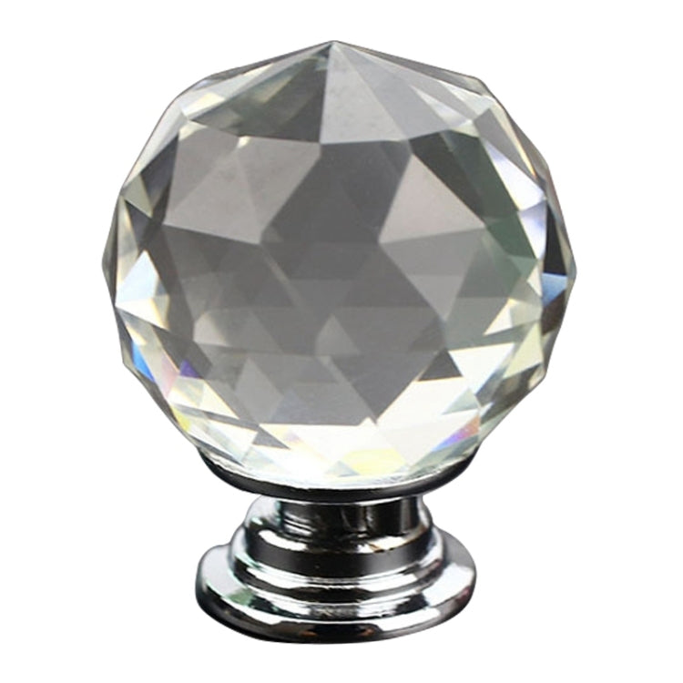 10 PCS 30mm K9 Plated Transparent Glass Crystal Spherical Single Hole Drawer Handle