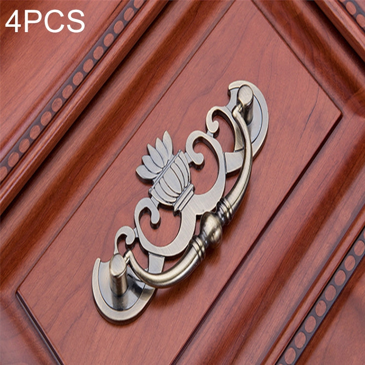 4 PCS  Bronze Zinc Alloy Wardrobe Medicine Cabinet Furniture Drawer Handle, Size: Large-46g