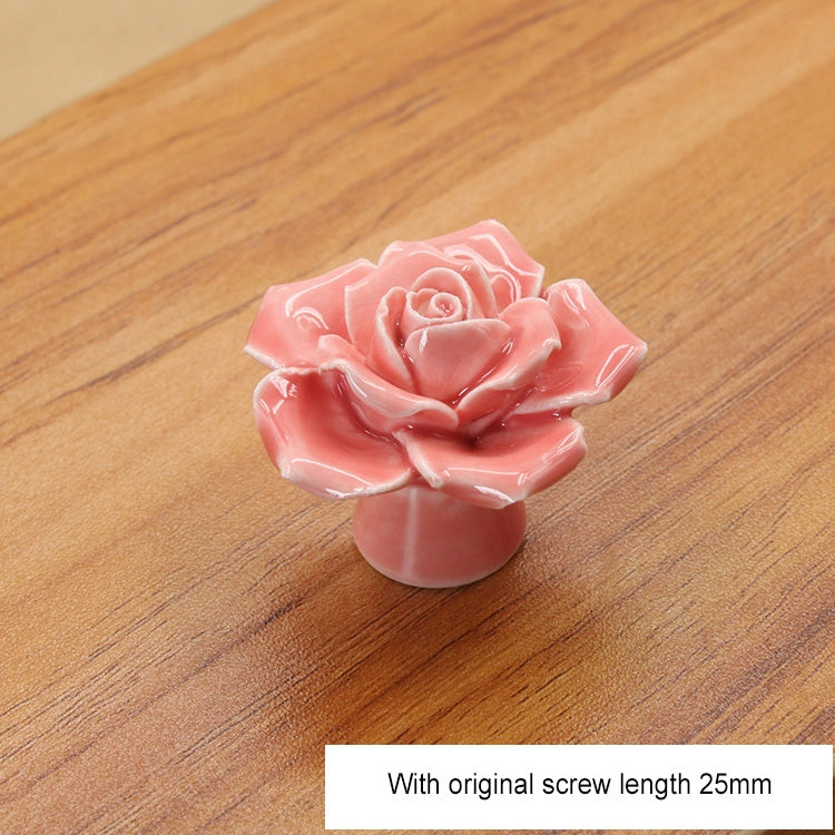 4 PCS 41mm Rose Shape Modern Literary Color Glazed Ceramic Cabinet Drawer Handle