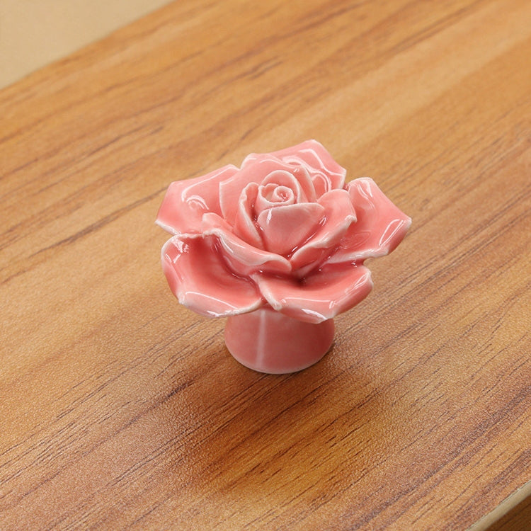 4 PCS 41mm Rose Shape Modern Literary Color Glazed Ceramic Cabinet Drawer Handle