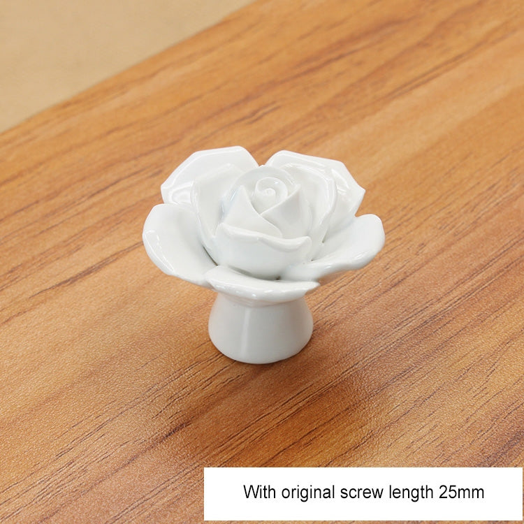 4 PCS 41mm Rose Shape Modern Literary Color Glazed Ceramic Cabinet Drawer Handle