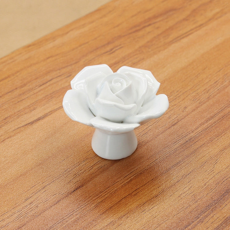 4 PCS 41mm Rose Shape Modern Literary Color Glazed Ceramic Cabinet Drawer Handle