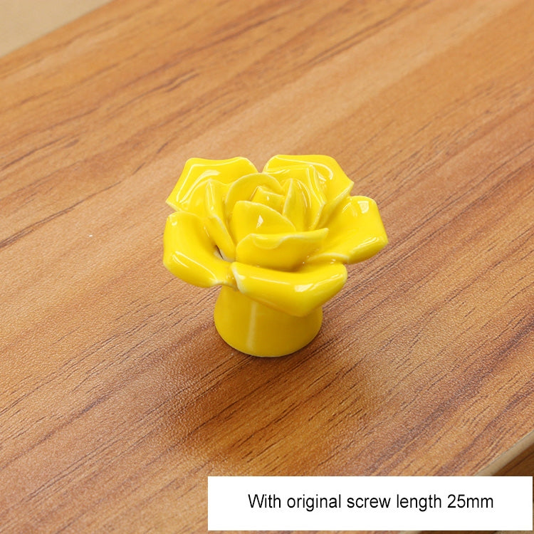 4 PCS 41mm Rose Shape Modern Literary Color Glazed Ceramic Cabinet Drawer Handle