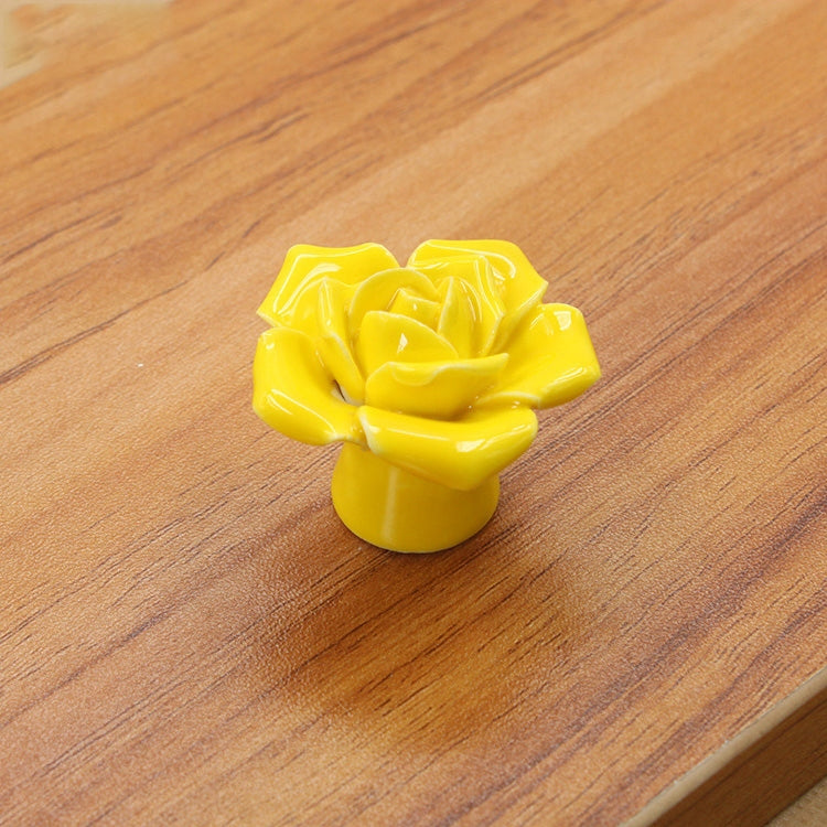 4 PCS 41mm Rose Shape Modern Literary Color Glazed Ceramic Cabinet Drawer Handle