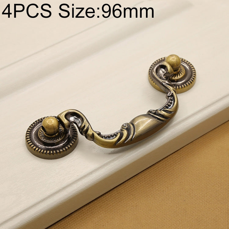 4 PCS 2666 Green Bronze Cabinet Wardrobe Door Drawer Vintage Zinc Alloy Solid Handle, Hole Distance: 96mm