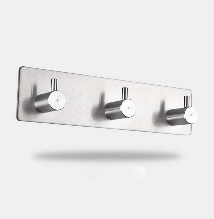 Stainless Steel Three Straight Row Hook Bathroom Non-perforated Storage Clothes Rack