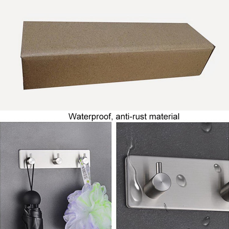 Stainless Steel Three Straight Row Hook Bathroom Non-perforated Storage Clothes Rack