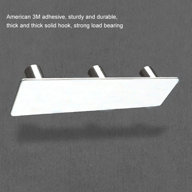Stainless Steel Three Straight Row Hook Bathroom Non-perforated Storage Clothes Rack